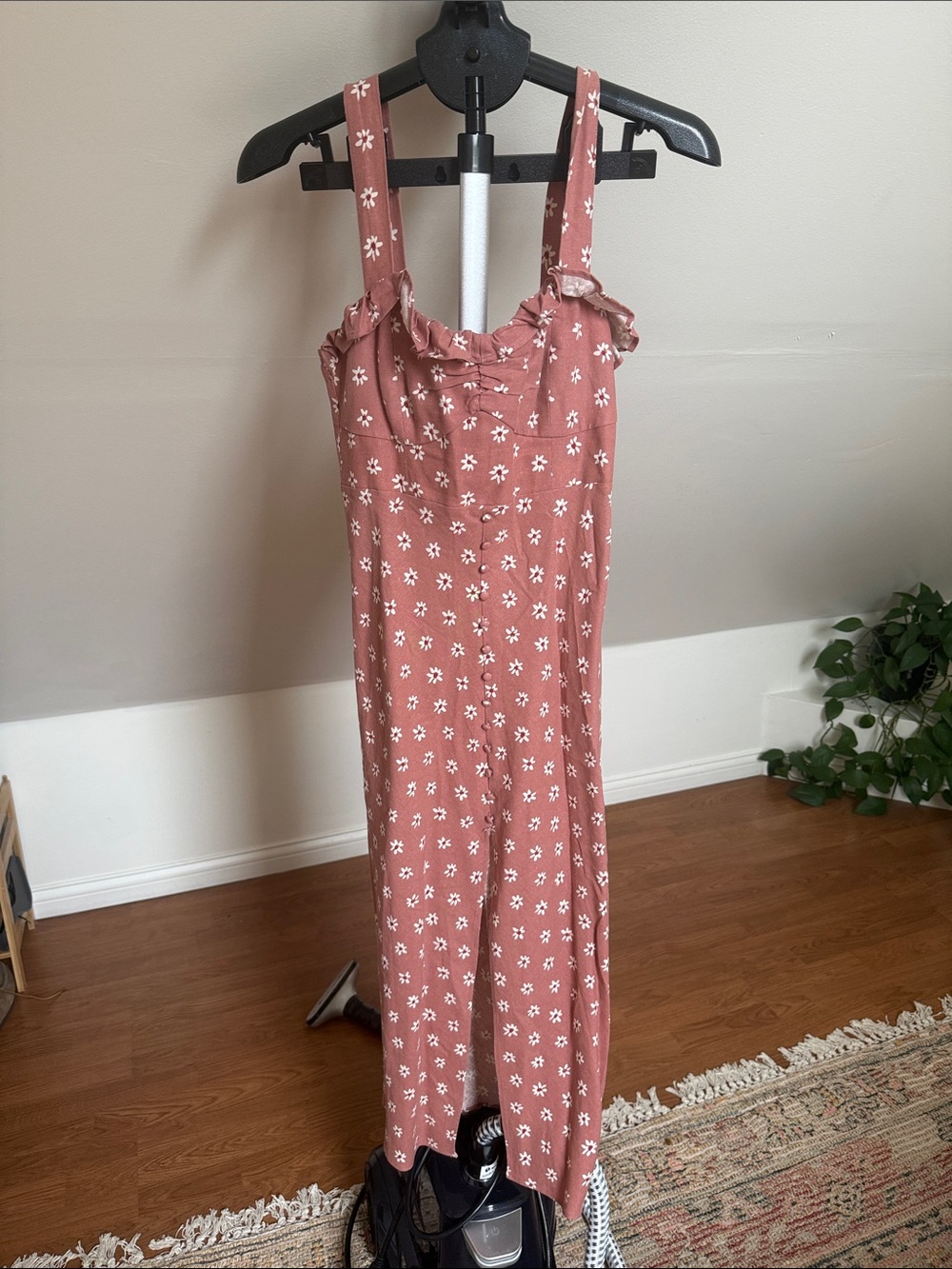 Zara Rose-Mauve Floral Ruffle-Strap Wide-Leg Jumpsuit